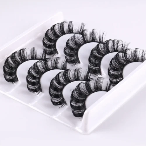 Alternative view of 4 Pairs Russian Strip Lashes Fluffy Mink Lashes 3D False Eyelashes Russian Volume Eyelashes Fake Eyelashes