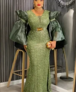 Alternative view of Plus Size African Dashiki Dress - Elegant Sequin Maxi Gown for Weddings