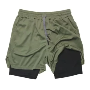 Men's Casual Fitness Shorts with Multi Pockets and Mesh Lining for Running and Beach Activities - Armygreen, M