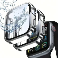 Premium waterproof case with electroplated PC bumper and HD film for Apple Watch Series 4-11 (40-46mm)