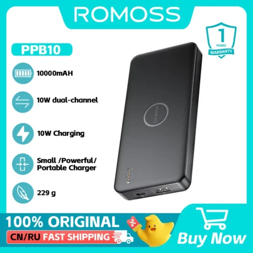 ROMOSS 10000mAh Fast Charging Power Bank for Smartphones