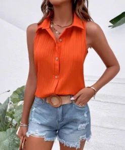 Women's Style Shirts, Sleeveless Blouse With Back For Women, Tops, Elegant Work Clothes, Women's Tops, Women's Blouses, Summer
