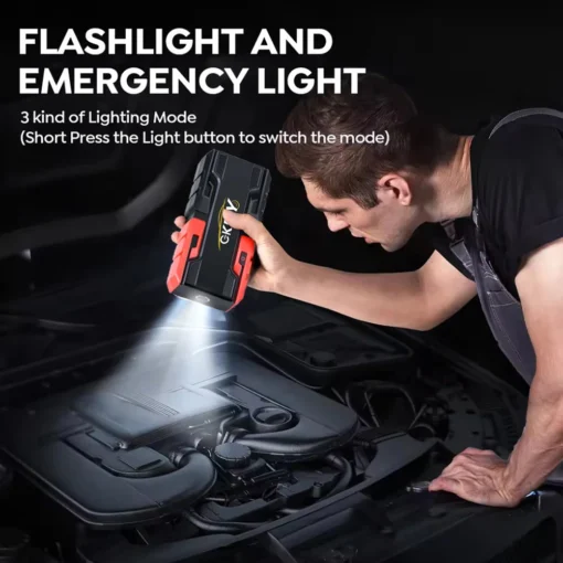 3000A Car Jump Starter with 44.4Wh Power Bank for Petrol and Diesel Vehicles - Image 4