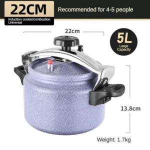 Large-Capacity Commercial Pressure Cooker with Safety Features for Gas and Induction Cooking - 5L Universal