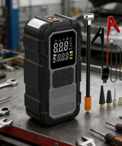Car Emergency Jump Starter With Air Compressor Fast Charging Car Battery Power Pack With Jump Starter Cables