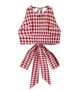 Alternative view of Women's Red Plaid Crop Top Vintage Y2k 90s Aesthetic Camisole Off Shoulder Corset Top Sleeveless Vest Tank Top 2000s Clothes