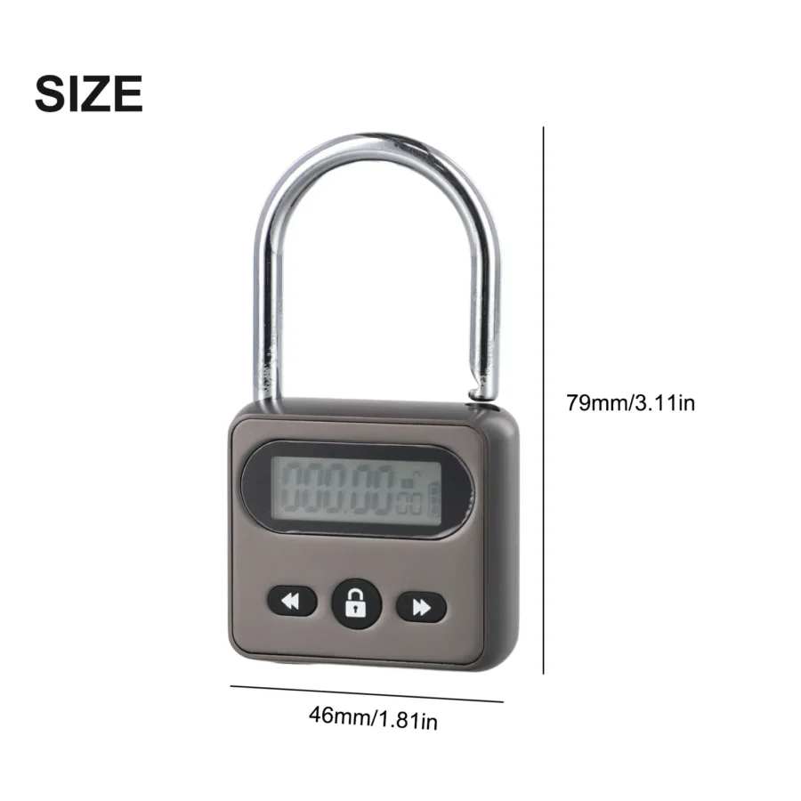 Metal Timer Padlock with LCD Display - 999-Hour Electronic Anti-Addiction Lock - Image 3