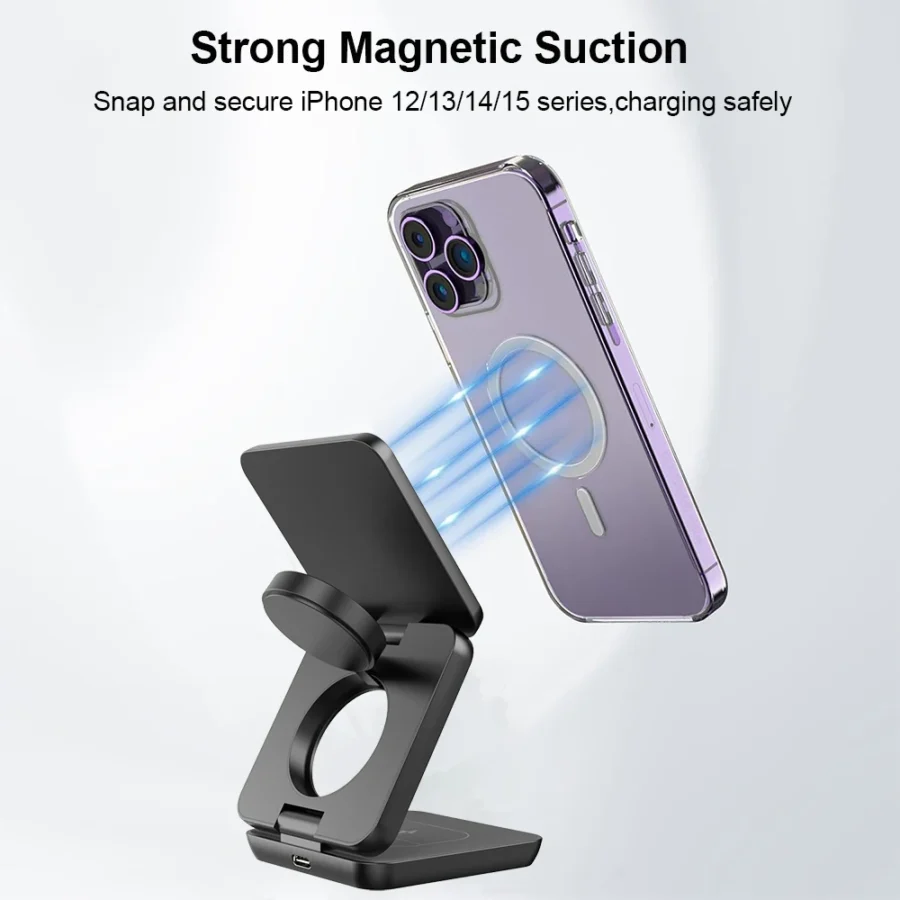 Apple 3-in-1 Foldable Magnetic Wireless Charger for iPhone - Image 3