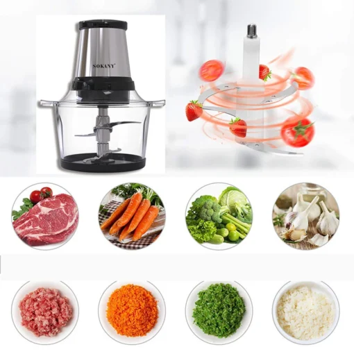 Electric Meat Grinder and Food Processor with 800W Power and 3L Capacity - Image 2