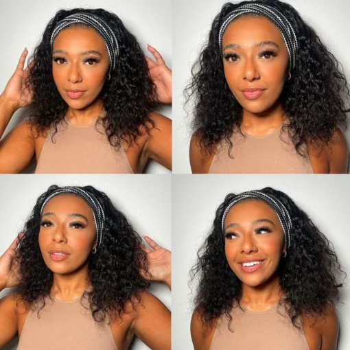 Kinky Curly Headband Wig Human Hair 180% Density for Women - Image 6