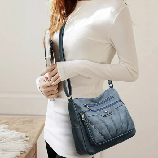 Soft Leather Crossbody Bag with Large Capacity for Women - Branded Designer Handbag - Image 3