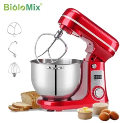 BioloMix 6L Stand Mixer with Quiet Motor and 6-Speed Settings for Home Bakers