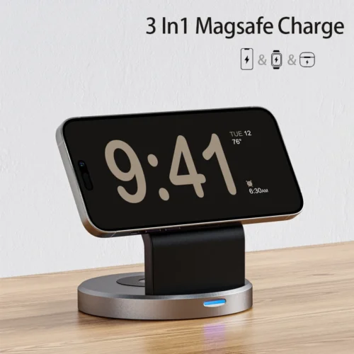Magnetic Wireless Charger Stand for iPhone, Apple Watch, and AirPods - Fast Charging Dock