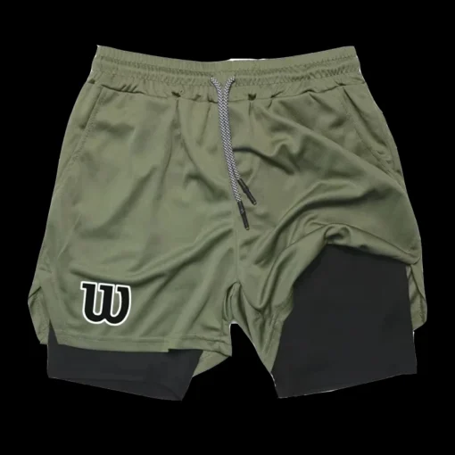 Men's Double Layer Running Shorts with Breathable Mesh for Sports and Gym Activities - Image 3