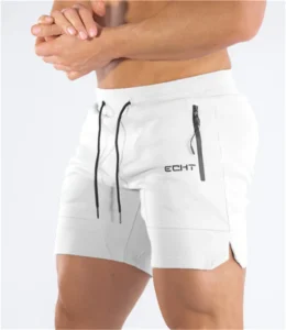 Men's Zip Pocket Sweatpants with Mesh Design for Fitness and Running - White, M