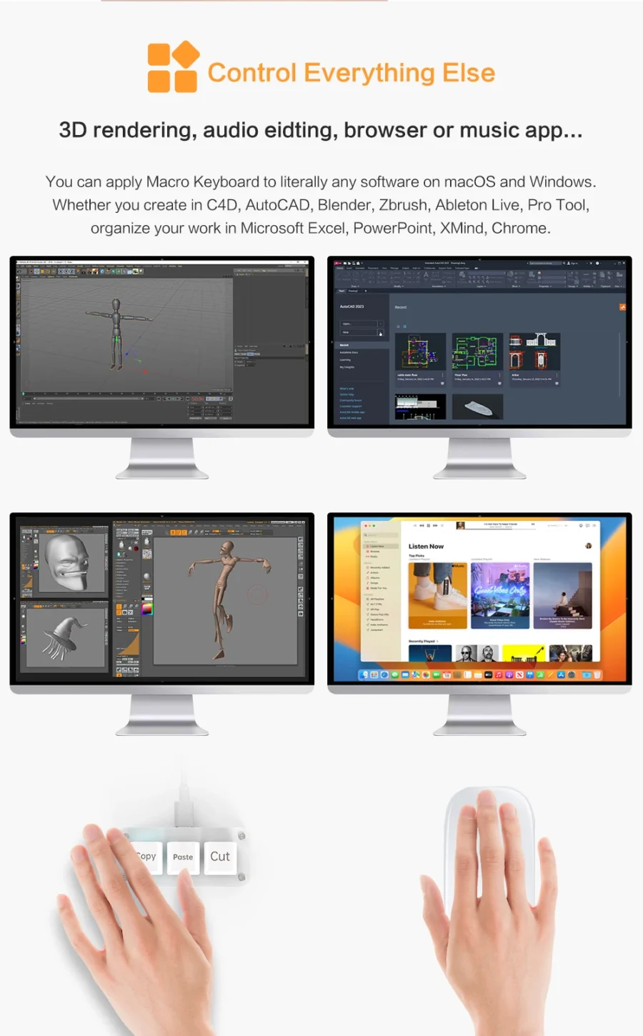 RGB 3 Keys Macro Programming Mini Keyboard for Photoshop Gaming Hotswap Programming Keypad Copy Paste Mini Button Macropad - Image 4