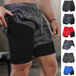 Men's Casual Fitness Shorts with Multi Pockets and Mesh Lining for Running and Beach Activities