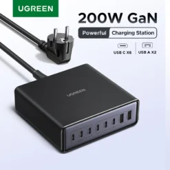 UGREEN 200W GaN Charger with 8 Ports Charging Station Stand for Macbook, iPhone, and Tablets