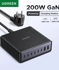 UGREEN 200W GaN Charger 8 in 1 Desktop USB C Charging Station Stand For Macbook Laptops iPhone 16 15 Pro Xiaomi Samsung Tablets