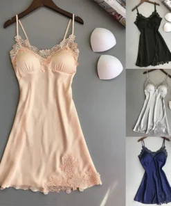 Alternative view of Sexy Pajamas Women's Silk Suspender Nightdress Ladies Spring And Summer Ice Silk Thin Halter Home Service Satin Night Dresses