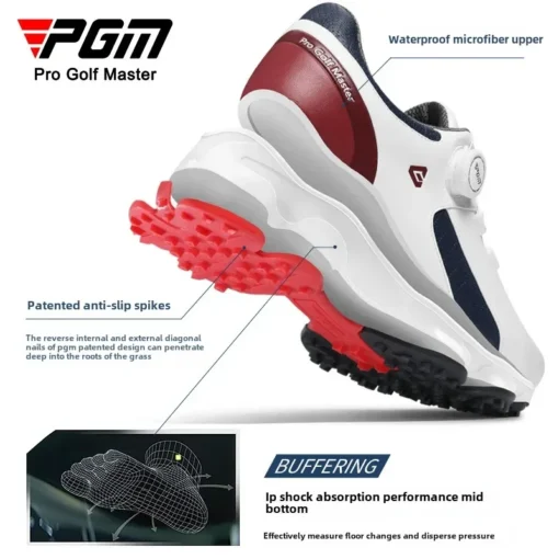 Waterproof Men's Golf Shoes with Cushioning and Anti-Slip Sole - Image 3