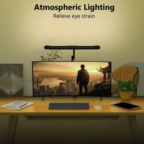 Alternative view of Led Desk Lamp with Clamp, Architect Desk Lamp for Home Office with Atmosphere Lighting, 24W Ultra Bright Auto Dimming Desk Light