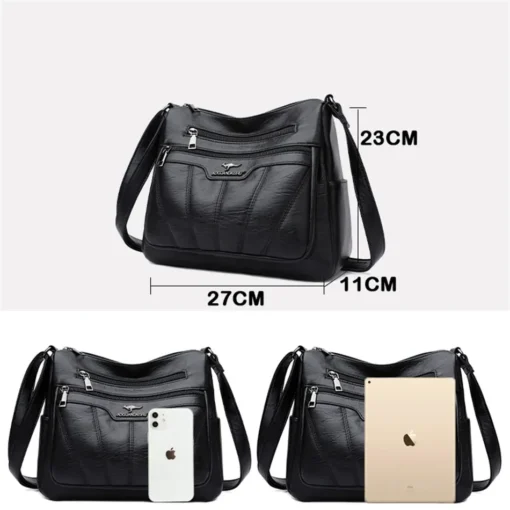 Soft Leather Crossbody Bag with Large Capacity for Women - Branded Designer Handbag - Image 4