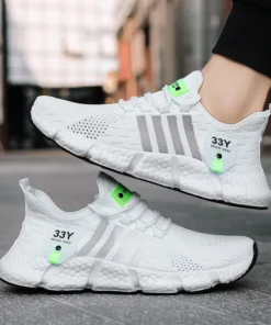 Breathable Mesh Men Shoes Trendy Lightweight Walking Flats Plus Size Male Tennis Sneakers Outdoor Running Fitness Shoes 2024