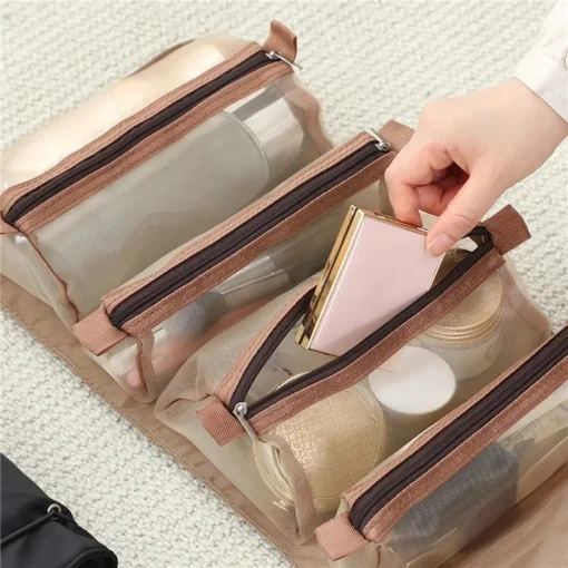 Large Capacity 4-in-1 Cosmetic Bag for Travel with Multiple Compartments for Organized Storage - Image 3