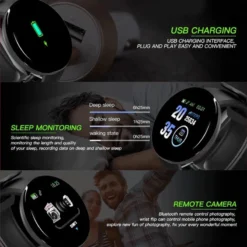 Alternative view of D18 Smart Watch with Fitness Tracking and Sleep Monitor for Men and Women - Bluetooth and Music Features