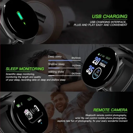 D18 Smart Watch with Fitness Tracking and Sleep Monitor for Men and Women - Bluetooth and Music Features - Image 2