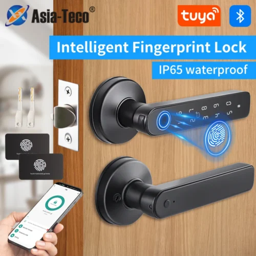 M5 Smart Fingerprint Door Lock with Password and IC Card Options - Tuya App Compatible