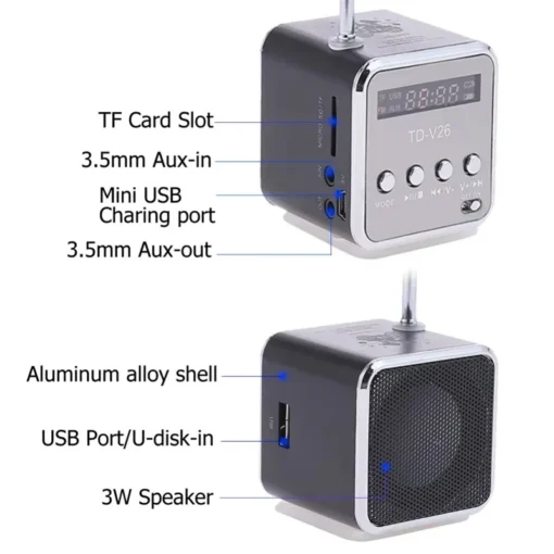 Portable Mini Bluetooth Speaker with FM Radio and AUX Input for Outdoor Use - Image 4
