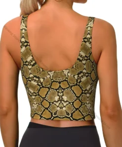 Alternative view of Sports Bra Women Running Yoga Clothes Vest Snake Leather Gathering Fitness Vest