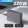 220W GaN Desktop Charger with 6 USB Ports and 100W PD Fast Charging for Laptops and Tablets