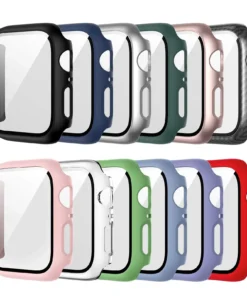 Tempered Glass+cover For Apple Watch 9 8 41mm 45mm 42mm 38mm PC bumper Screen Protector Case iWatch series 7 6 5 4 se 44mm 40mm