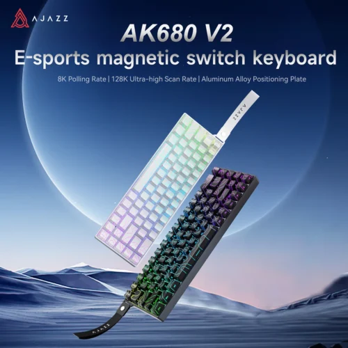 AJAZZ AK680 V2/AK680 MAX Magnetic Switch Mechanical Keyboard 60% Rapid Trigger 0.01mm 8K Return 68 keys Wired Gaming Keybaord