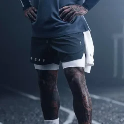 Alternative view of Men's 2 in 1 Quick Dry Fitness Shorts for Running, Bodybuilding, and Casual Workouts