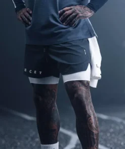 Alternative view of Mens Gyms Fitness 2 in 1 Quick Dry Shorts Summer Running Bodybuilding Jogging Casual Short Pants Workout Male Basketball Bottoms