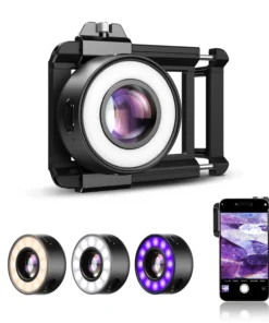 APEXEL 120X Protable Phone Microscope Lens with Eyecup/Illuminated LED Light/Universal Clip for iPhone/Android Smartphones