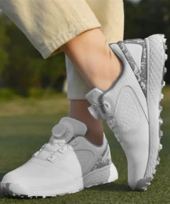 Alternative view of White Golf Shoes Men Women Waterproof Golf Sneakers Non-slip Spikeless Golf Trainers Leather Outdoor Sports Leather Golf Shoes