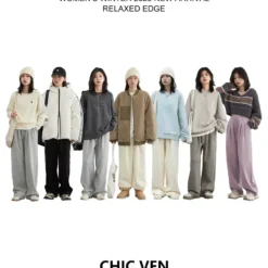 Alternative view of Loose Drawstring Trousers with High Waist for Women - Solid Casual Pants for Autumn/Winter