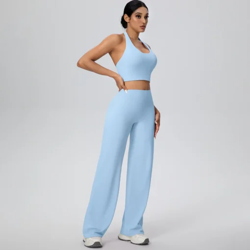 Backless Yoga Set with Breathable Fabric - Lightweight Pants for Women - Image 6