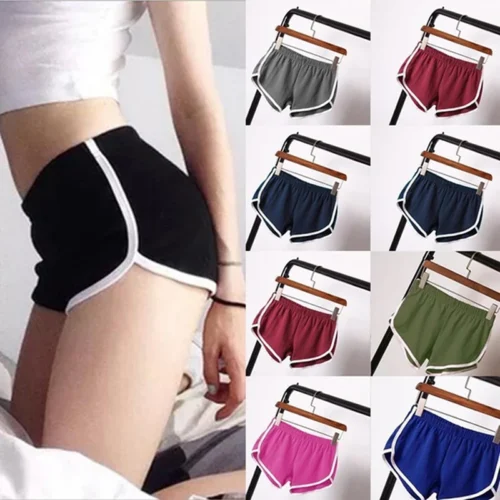 Women's Candy Color Summer Sports Shorts - Elastic Waist Casual Beach Shorts