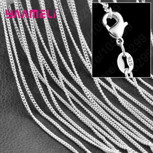 Alternative view of 10PCS Wholesale Pure 925 Sterling Silver Charm Link Chain Necklace Jewelry with Strong Smooth Lobster Clasps 16-30 Inches
