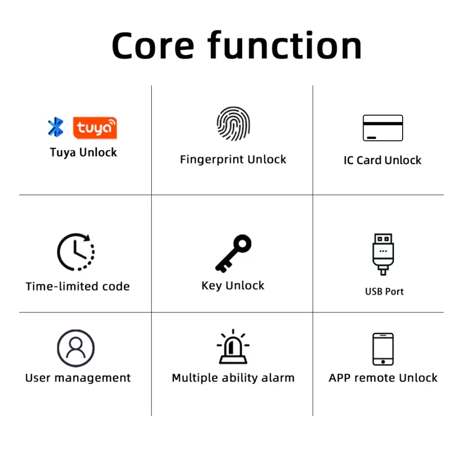 RAYKUBE Smart Fingerprint Door Lock - Bluetooth, Password, Key & IC Card Access, Compatible with Smartlife App - Image 2
