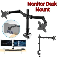 Single/Dual Monitor Stand with Adjustable Height and Angle for 17 to 32 Inch Screens, Holds Up to 19.84 lbs