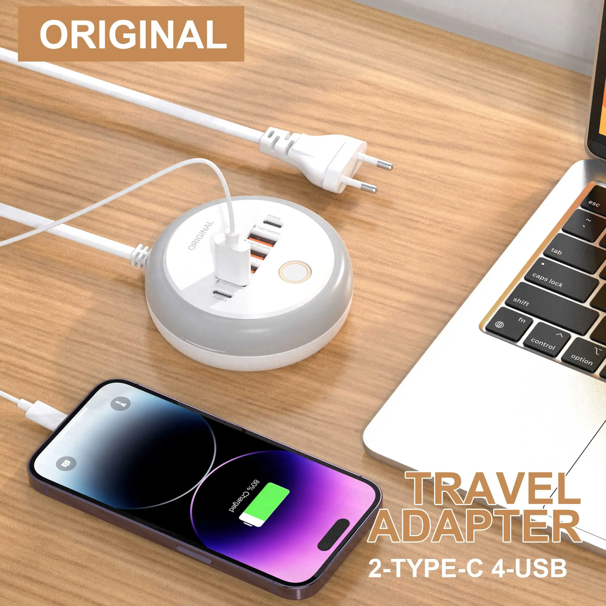 6-Port USB PD Charger with 50W Fast Charging for iPhone and Samsung Devices - Image 5