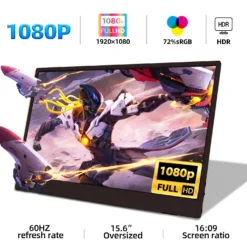15.6-Inch Portable 1080P Monitor for Laptops, Xbox, PS4/5, Switch, and Mobile Devices