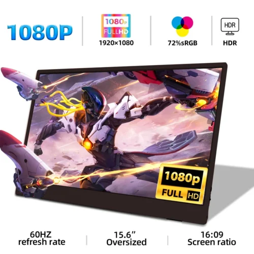ZSUS 15.6-Inch Portable 1080P Monitor for Laptop, Xbox, PS4/5, Switch, and Mobile Devices